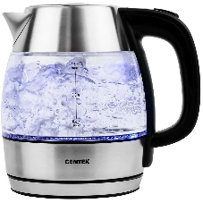 Чайник электрический Centek CT-0018, 1.2л, 1600Вт, стекло, серебристый