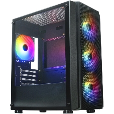 Компьютерный корпус XASTRA A402M 4FRGb Black mATX/Mesh/full-size TG/4x120мм FRGb fans/A402M-4FC12F-BK
