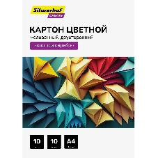 Картон цветной Silwerhof мелованный, 10л. 10цв. A4 Create 240г/м2 папка