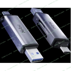 Карт-ридер Netac WK13/серый/SD/SDHC/SDXC/microSD/microSDHC/microSDXC/USB-A/USB Type-C/пластик