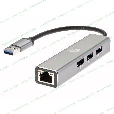 Переходник VCOM USB 3.0 -->RJ-45 1000Mbps+3 USB3.0, Aluminum Shell, 0.2м DH312A