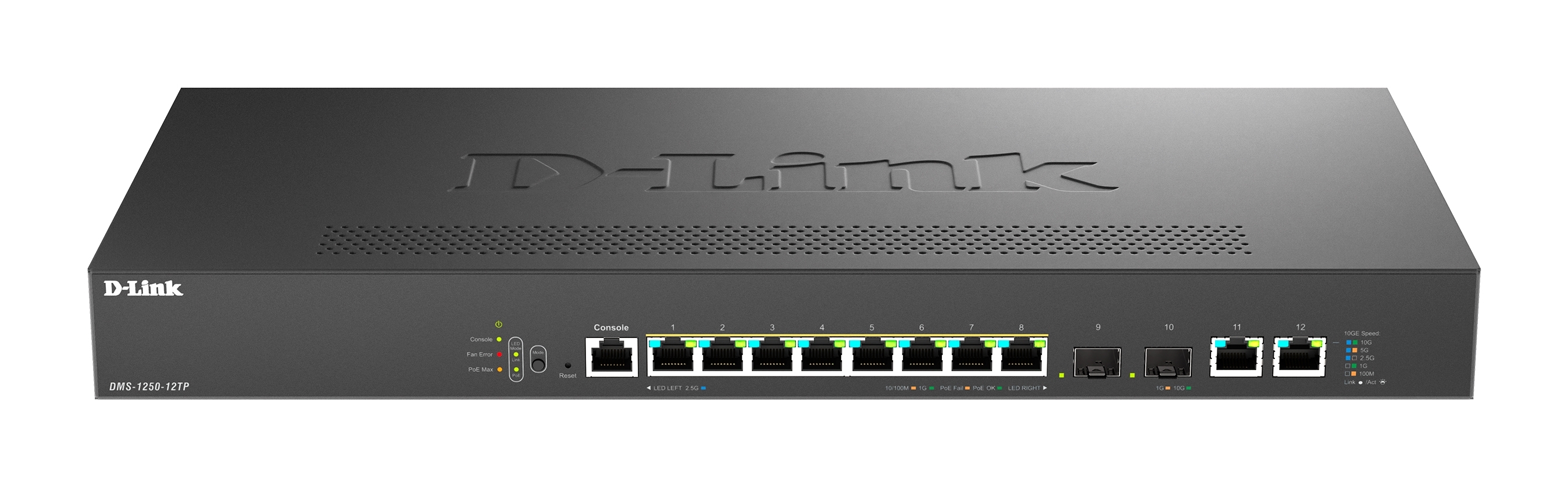 Коммутатор D-Link DMS-1250-12TP/A1A/6KV, 8×2.5 Гбит/с + 2×10 Гбит/с Base-T + 2×10 Гбит/с SFP+, управляемый