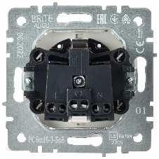Розетка 1-местная IEK BRITE РСбш10-3-БрБ (BR-R16-16-K01) с заземлением, с защитными шторками и крышкой, 16А, IP20, белый