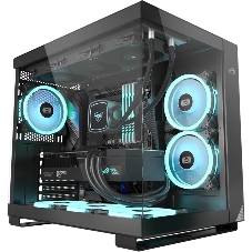 Компьютерный корпус без блока питания PCCOOLER C3 T500 BK, Panoramic Mid Tower, Black, TG, 0.7 SPCC, no fans ATX, mATX, mITX 175/400/200мм 1x2.5