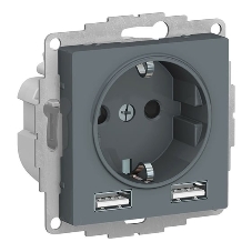 Розетка SE AtlasDesign Грифиль SO + USB A+A, 5В/2,4А, 2х5В/1,2А, механизм Розетка SE AtlasDesign Грифиль SO + USB A+A, 5В/2,4А, 2х5В/1,2А, механизм