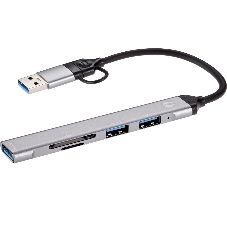 USB-концентратор VCOM DH297, USB 3.0/USB Type-C, USB/SD/TF, USB