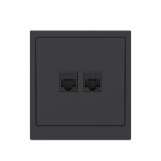 Компьютерная розетка RJ-45 без шторки, кат.6А двойная, KANT, черный уголь