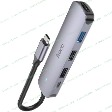 Разветвитель USB-C Hoco HB27 4порт. серый