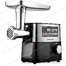 Мясорубка электрическая BRAYER BR1610 черный, 2000 Вт, 2.0 кг/мин, реверс, защита от перегрузки, металлический лоток, насадки - 6