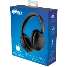 Беспроводные/проводные наушники Ritmix RH-475BTH черный, накладные, Bluetooth + проводной, складная конструкция, до 6 ч