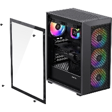 Компьютерный корпус XASTRA A406 4ARGB Black ATX/Mesh/tempered glass/4x120мм ARGB PWM fans/A406-4FC12A