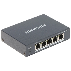 Коммутатор Hikvision DS-3E0505HP-E, 5×1 Гбит/с (4×PoE/Hi-PoE), неуправляемый