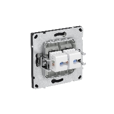 Компьютерная розетка RJ-45 без шторки, кат.6А двойная, KANT, черный уголь