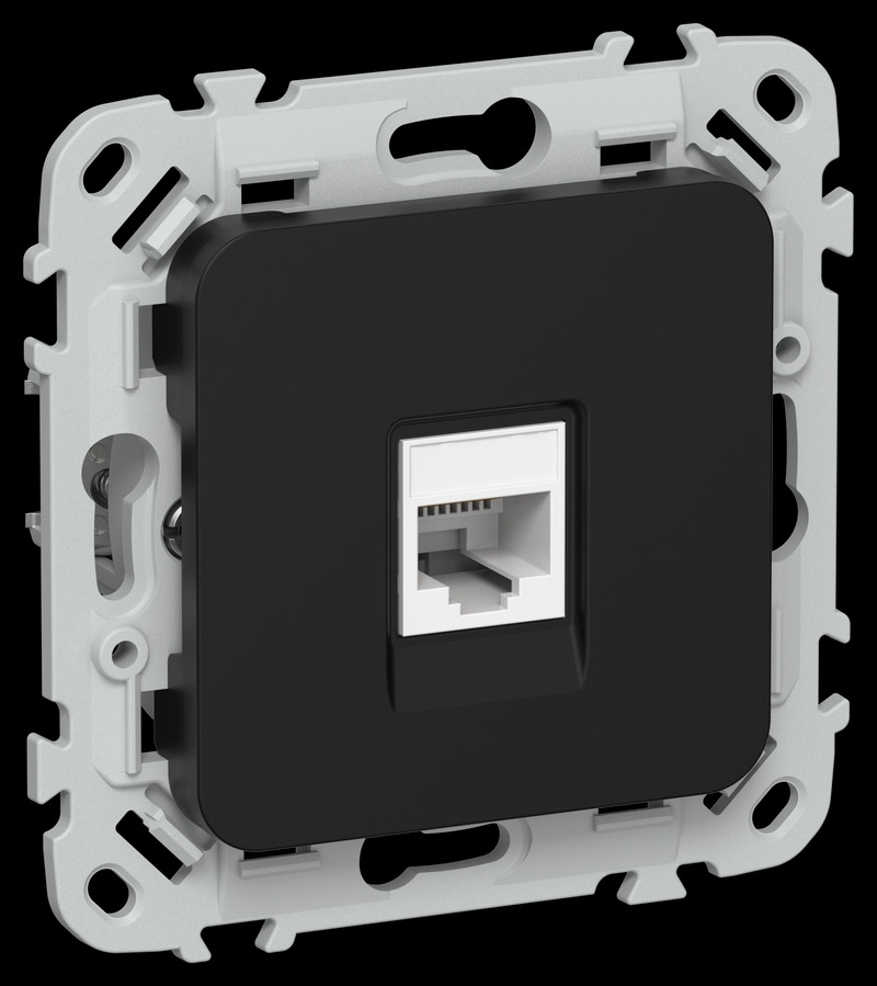 Розетка компьютерная RJ45 категория 5Е UTP РК5е-1-0-ФлЧ черный FLITE