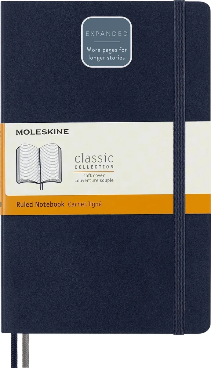 Блокнот Moleskine CLASSIC SOFT EXPENDED QP616EXPB20 Large 130х210 мм, 400 страниц, линейка, мягкая обложка, синий сапфир
