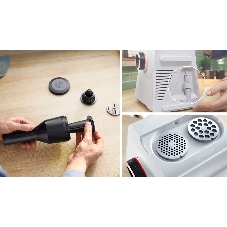 Мясорубка электрическая Bosch MFWS609W белый/черный, 2100 Вт, 3.5 кг/мин, реверс, насадки - 4