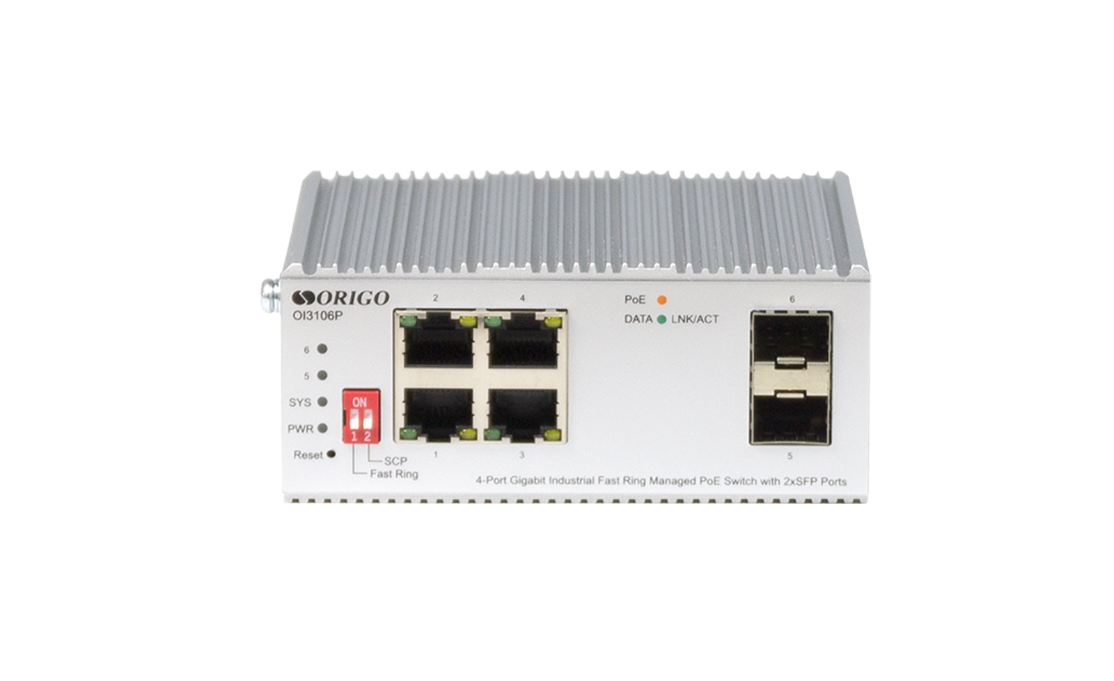 Коммутатор ORIGO OI3106P/60W/A1A, 4×1 Гбит/с PoE + 2×1 Гбит/с SFP, управляемый