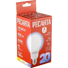 Лампа светодиодная Ресанта LL-R-A80-20W-230-6K-E27 груша