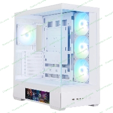 Компьютерный корпус ZALMAN P40 DS, ATX, белый, WINDOW, 9.1-inch LCD screen, 2xCombo(2.5” or 3.5”), 1x2.5”, 1xUSB TYPE-C, 2xUSB 3.0, SIDE 3x120мм ARGb, REAR 1x120мм ARGb