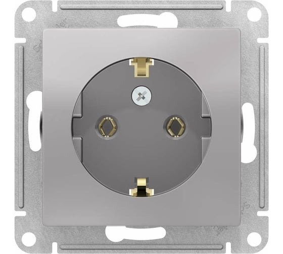 Механизм розетки 1-м СП AtlasDesign с заземл. 16А алюм. SchE ATN000343