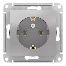 Механизм розетки 1-м СП AtlasDesign с заземл. 16А алюм. SchE ATN000343