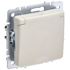 Розетка 1-местная IEK BRITE РСбш10-3-БрКр (BR-R16-16-K10) с заземлением, с защитными шторками и крышкой, 16А, IP20, бежевый