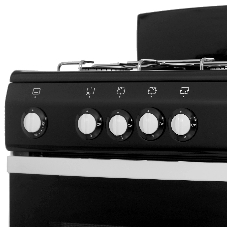 Плита газовая DeLuxe 5040.38 г (щиток) черный, конфорок 4 шт, духовка 43 л, 50 см x 85 см x 50 см
