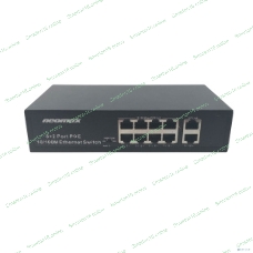 Коммутатор неуправляемый NEOMAX NMS-110PoE-100-S, 10 портов 100 Mbps, 8xPoE, металл