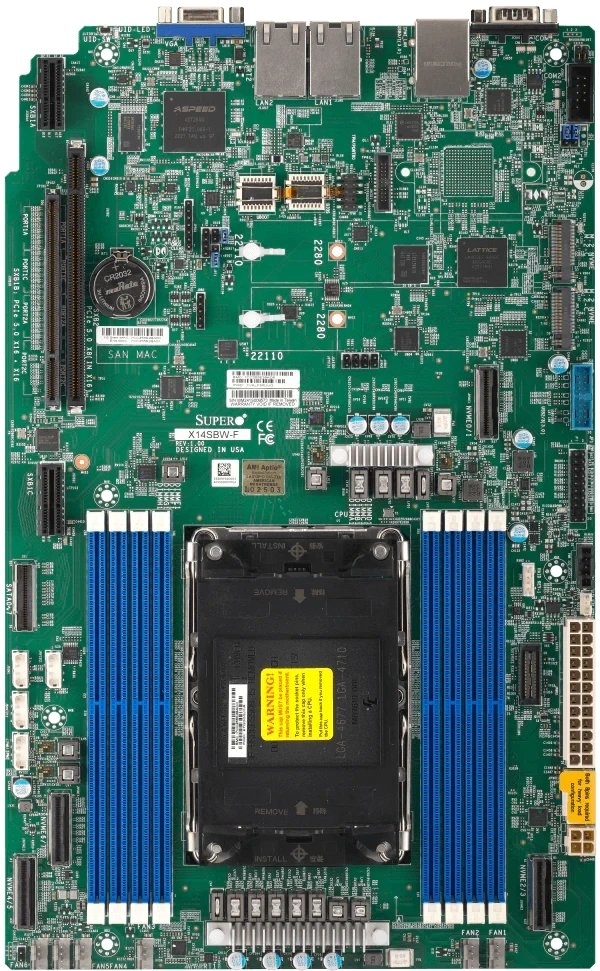 Материнская плата Supermicro MBD-X14SBW-F-B bundle, LGA4710, SoC, 8xDDR5, 8xSATA 6Gb/s, 2xM.2 PCIe 5.0 x2, 1xVGA D-Sub, 2x 1Gb LAN, 2xUSB 3.2 Gen1, 1xCOM, E-ATX