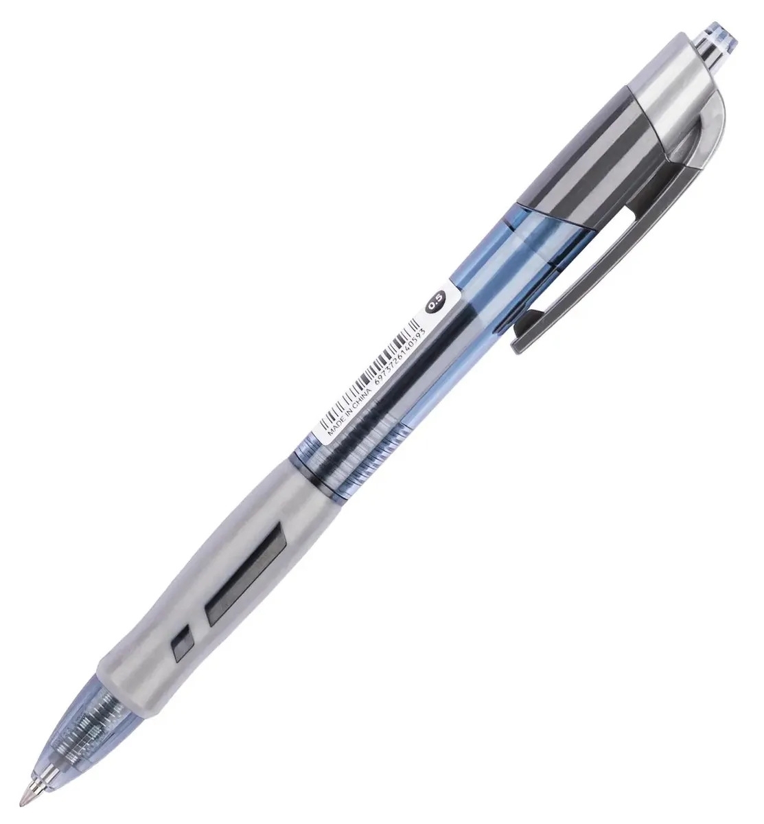 Ручка гелевая автоматическая Deli Arris EG08-BK прозрачный/серый, d=0.5мм, черные чернила, резиновая манжета