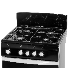 Плита газовая DeLuxe 5040.38 г (щиток) черный, конфорок 4 шт, духовка 43 л, 50 см x 85 см x 50 см