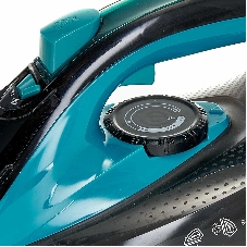 Утюг Delta Lux DE-3000 черный/бирюзовый, 2000 Вт, 20±5 г/мин, 130 г/мин, 320 мл