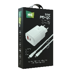 Сетевое зарядное устройство MORE CHOICE NC81a СЗУ 1USB+1Type-C 3.0A PD 20W+ QC3.0, белый