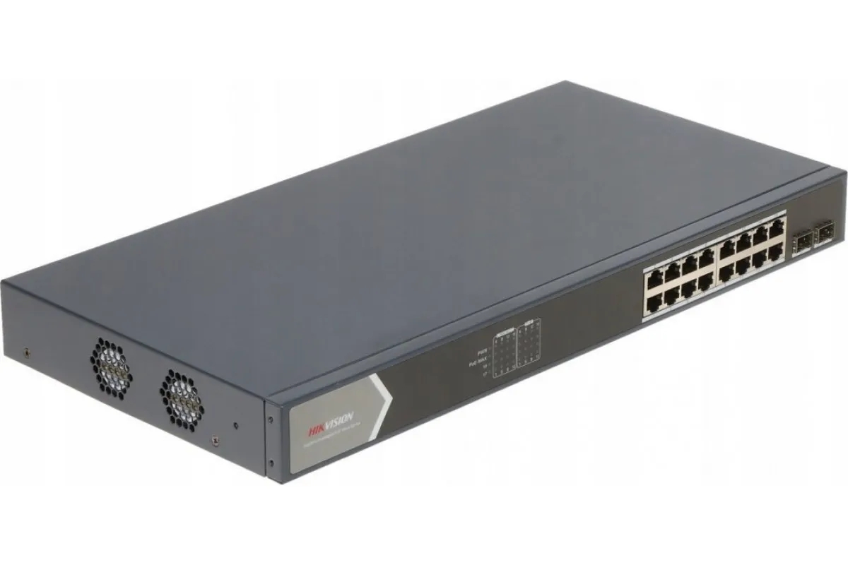 Коммутатор Hikvision DS-3E1518P-SI, 16×1 Гбит/с PoE + 2×1 Гбит/с SFP, управляемый