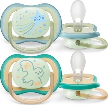 Пустышка Philips Avent ultra air, ночная, звезда/сова, 0-6 мес., 2 шт.