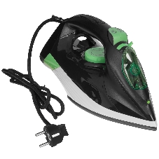 Утюг DELTA LUX DE-3002 черный с зеленым, 2800 Вт, 18 г/мин, 190 г/мин, 300 мл