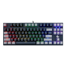 Клавиатура проводная механическая Gembird KB-G600-1, 87кл, Rainbow, коричн.свитчи, 1.8м, черная