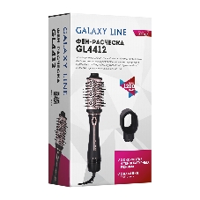 Фен-расческа Galaxy Line GL 4412, черный с розовым, 1200Вт, 2 скорости потока воздуха, 4 температурных режима, шнур, вращающийся на 360° с подвесной петлей, 2 насадки в комплекте