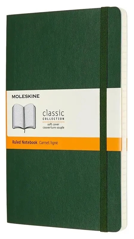 Блокнот Moleskine CLASSIC SOFT QP616K15 Large 130х210 мм 192 стр. линейка мягкая обложка зеленый