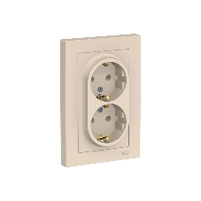 Розетка 2-м AtlasDesign с заземл. 16А в сборе беж. SchE ATN000224