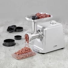 Мясорубка электрическая CASO FW 2500 серебристый, 2500 Вт, 2.5 кг/мин, реверс, защита от перегрузки, насадки - 5