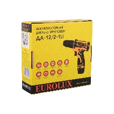 Дрель-шуруповерт Eurolux ДА-12/2-1Li, 12 В, 1.5 Ач, 25 Нм, щеточный