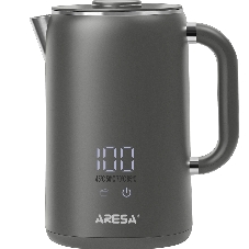 Электрочайник Aresa AR-3481 серый, 1.6 л, 1700 Вт, скрытый нагревательный элемент, поддержание температуры