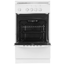 Плита газовая DeLuxe 5040.37 г (крышка) белый, конфорок 4 шт, духовка 43 л, 50 см x 85 см x 50 см