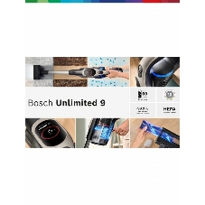 Пылесос вертикальный Bosch BCS931GAC серый, питание от аккумулятора, 2200 Вт, уборка сухая, пылесборник 0.4 л