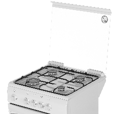Плита газовая DeLuxe 5040.37 г (крышка) белый, конфорок 4 шт, духовка 43 л, 50 см x 85 см x 50 см