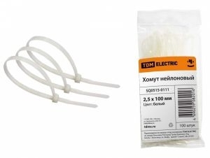 Хомут (стяжка) нейлон 2.5 х 100 белый (100шт)
