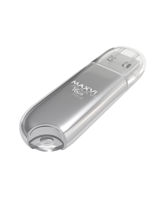 Флешка USB Maxvi P1 (FD16GBUSB20C10P1 silver), 16GB, USB 2.0, R/W 12/5, серебристый