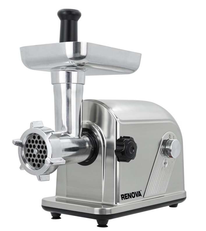 Мясорубка электрическая Renova MG320-R2SP серебристый, 3200 Вт, 3 кг/мин, реверс, защита от перегрузки, насадки - 5