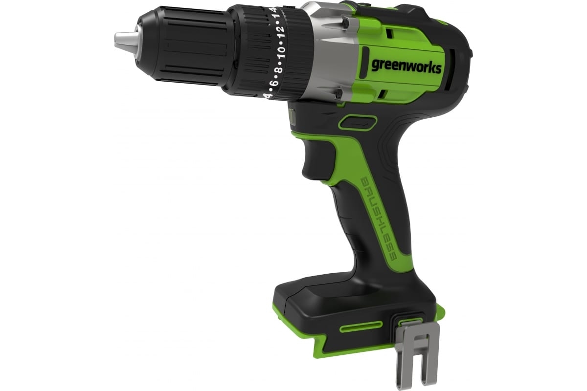 Дрель-шуруповерт GREENWORKS GD24DD60, 24 В, 0 Ач, 60 Нм, бесщеточный, ударный